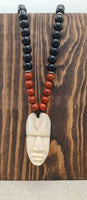 African Men Face Necklaces Stone Black Silver Jewelry Gift for Him