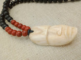 African Men Face Necklaces Stone Black Silver Jewelry Gift for Him
