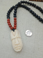 African Men Face Necklaces Stone Black Silver Jewelry Gift for Him