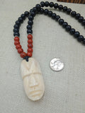 African Men Face Necklaces Stone Black Silver Jewelry Gift for Him
