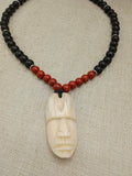 African Men Face Necklaces Stone Black Silver Jewelry Gift for Him