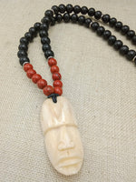 African Men Face Necklaces Stone Black Silver Jewelry Gift for Him
