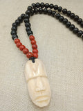 African Men Face Necklaces Stone Black Silver Jewelry Gift for Him