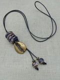 Women Cowrie Necklace Beaded Bronze Jewelry