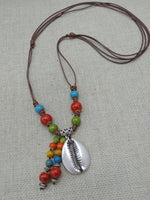 Colorful Women Cowrie Beaded Necklace Adjustable Jewelry