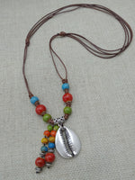 Colorful Women Cowrie Beaded Necklace Adjustable Jewelry