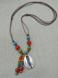 Colorful Women Cowrie Beaded Necklace Adjustable Jewelry