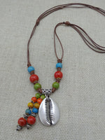 Colorful Women Cowrie Beaded Necklace Adjustable Jewelry