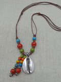 Colorful Women Cowrie Beaded Necklace Adjustable Jewelry