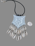 Large Silver Pendant Necklace Fashion Statement Women Jewelry Beaded Handmade Gift Ideas Special $25.00