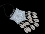 Large Silver Pendant Necklace Fashion Statement Women Jewelry Beaded Handmade Gift Ideas Special $25.00