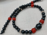 Men Necklace Beaded Jewelry Red Black White Fashion Statement Handmade Gift Ideas