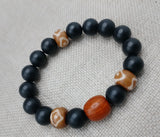 Men Bracelets Beaded Black Jewelry Stretch Handmade Statement Brown Size 7