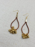 Brown Leather Gold Accents Earrings Jingle Women Jewelry Handmade