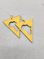 Africa Earrings Wooden Yellow Motherland Women Large Handmade