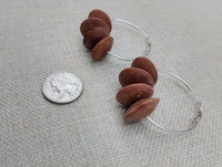 Women's Silver Hoop Earrings Wooden Beads Jewelry Ethnic Handmade