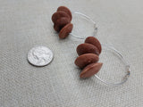 Women's Silver Hoop Earrings Wooden Beads Jewelry Ethnic Handmade