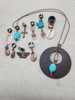 Turquoise Copper Jewelry Necklace Set of 10 Hair Accessories Dreadlocks Twist Braids Women