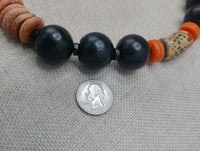 Large Beaded Necklace Wooden Orange Black Jewelry Fashion Statement Unisex