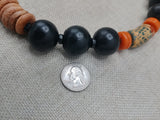 Large Beaded Necklace Wooden Orange Black Jewelry Fashion Statement Unisex