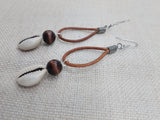 Cowrie Earrings Women Dangle Jewelry Brown Beaded Ethnic Handmade