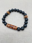 Men Bracelets Stone Ethnic Beaded Black Jewelry Stretch Handmade Statement Gift Ideas