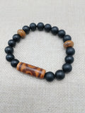 Men Bracelets Stone Ethnic Beaded Black Jewelry Stretch Handmade Statement Gift Ideas