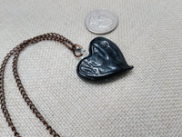 Women's Murano Heart Necklace Gold Black Copper Jewelry Glass Chain Gift Ideas