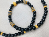 Men Necklace Beaded Jewelry Black Yellow Statement Ethnic
