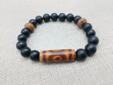 Men Bracelets Stone Ethnic Beaded Black Jewelry Stretch Handmade Statement Gift Ideas