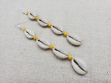 Cowrie Earring Yellow Summer Beaded Silver Women Jewelry Handmade Dangle