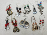 Women Earrings Afrocentric Ethnic Elephant Peace Ankh Set of 10 Wholesale Bulk Jewelry Silver Beaded