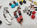 Set 10 Earrings Clip On Beaded Ethnic Jewelry Women Non Pierced Handmade