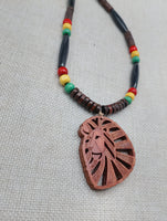 Lion Necklace Wooden Leo the Lions Jewelry Beaded Red Yellow Green Unisex