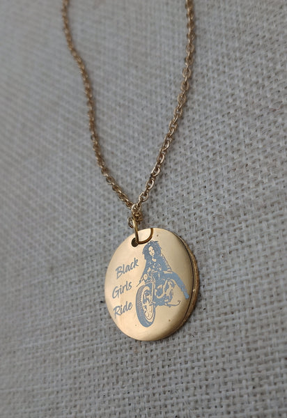 Motorcycle Jewelry Black Women Necklace Stainless Steel Charm Chain Black Cord Riders