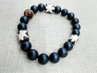 Ethnic Bracelet Beaded Black Unisex Handmade Size 7.5 Inches Gift