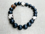 Ethnic Bracelet Beaded Black Unisex Handmade Size 7.5 Inches Gift