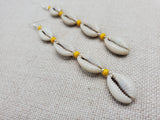 Cowrie Earring Yellow Summer Beaded Silver Women Jewelry Handmade Dangle