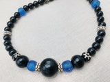 Men Necklace Black Blue White Beaded Jewelry Handmade Ethnic Statement