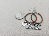 Women Leather Brown Dangle Silver Charm Pendant Earrings Boho Jewelry