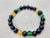 Bracelet Beaded Jamaican Flag Inspired Green Yellow Black Jewelry Handmade