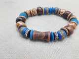 Men's Bracelets Blue Brown Beaded Stone Ethnic Jewelry Style