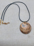 Women Jasper Pendant Necklace Black Cord Stone Jewelry Round