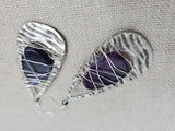 Amethyst Earrings Wire Wrapped Women Antique Silver Jewelry Dangle Unique
