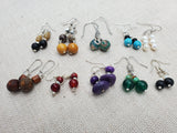 Small Women Beaded Earrings Set of 10 Jewelry Handmade Ethnic Silver Purple Green Red