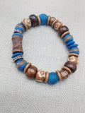Men's Bracelets Blue Brown Beaded Stone Ethnic Jewelry Style