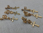 Gold Ankh Hair Jewelry Set of 6 Dangle Accessories for Braids, locs, twist