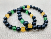 Bracelet Beaded Jamaican Flag Inspired Green Yellow Black Jewelry Handmade