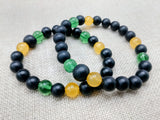 Bracelet Beaded Jamaican Flag Inspired Green Yellow Black Jewelry Handmade