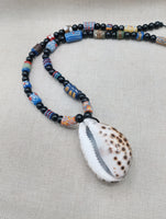 Large Cowrie Shell Necklace Whole African Krobo Beads Jewelry Men Black Blue